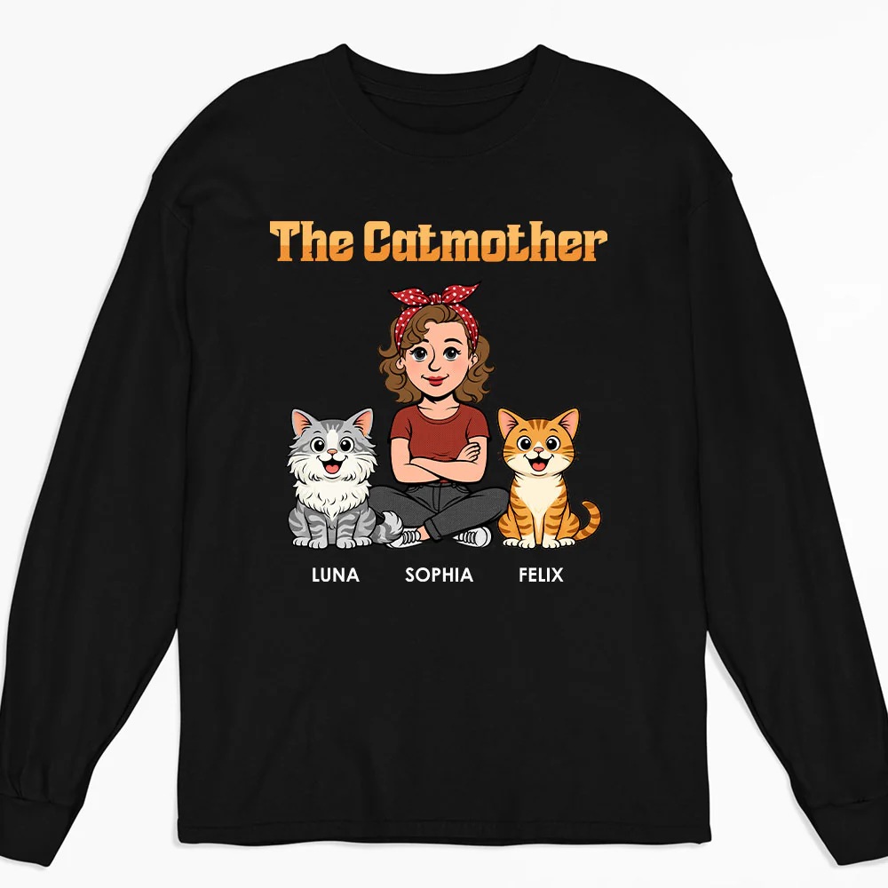 The Catmother Retro - Personalized Custom Long Sleeve T-shirt