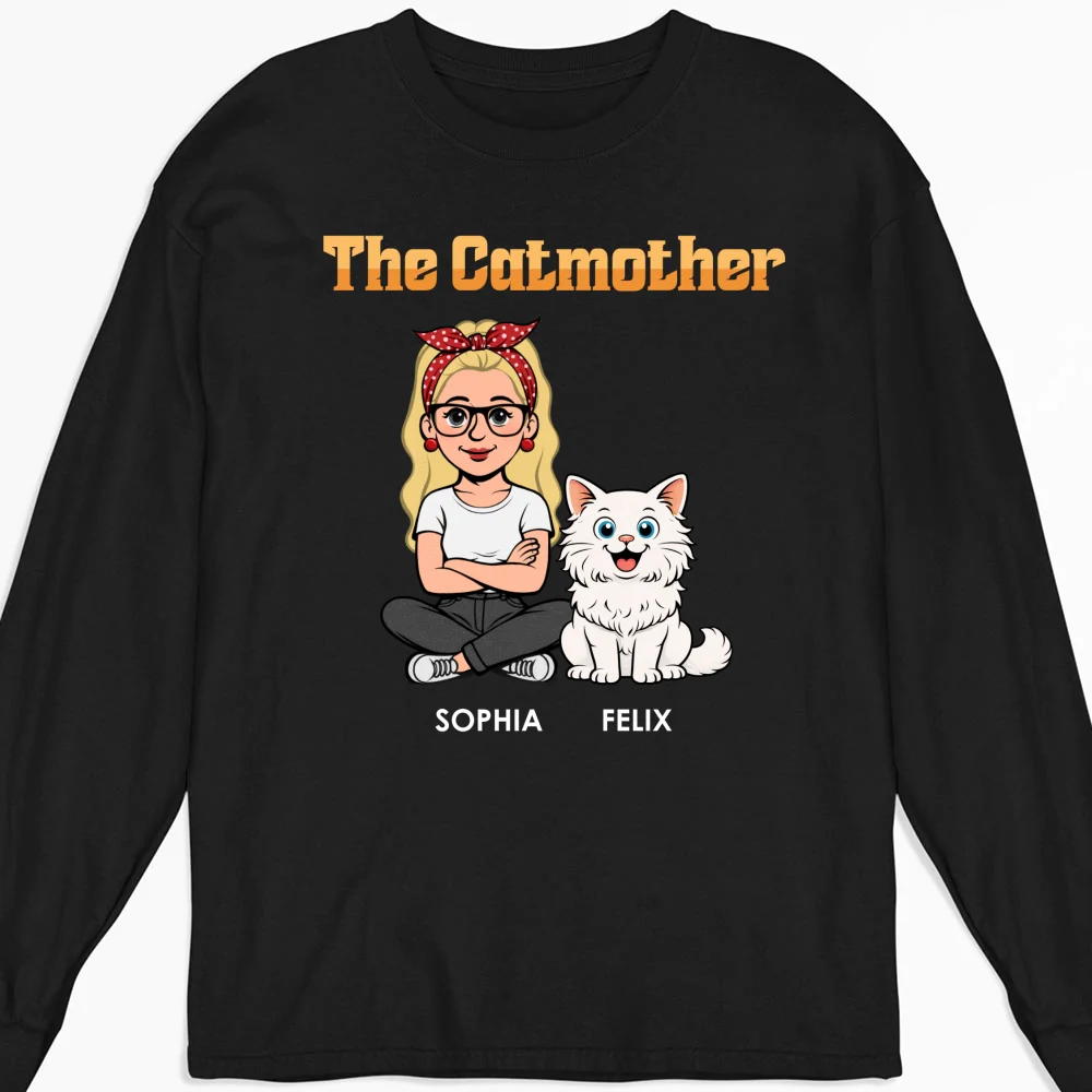 The Catmother Retro - Personalized Custom Long Sleeve T-shirt - Image 4
