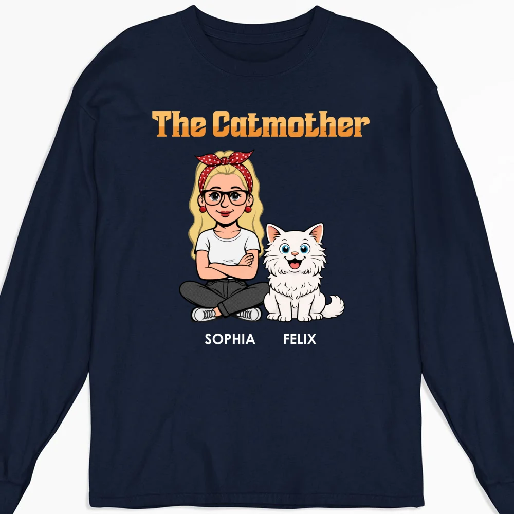 The Catmother Retro - Personalized Custom Long Sleeve T-shirt - Image 5