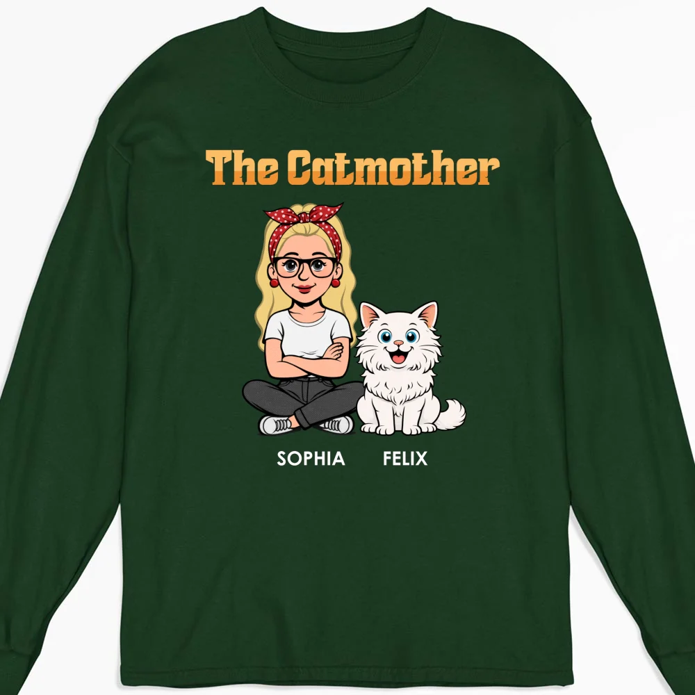 The Catmother Retro - Personalized Custom Long Sleeve T-shirt - Image 6