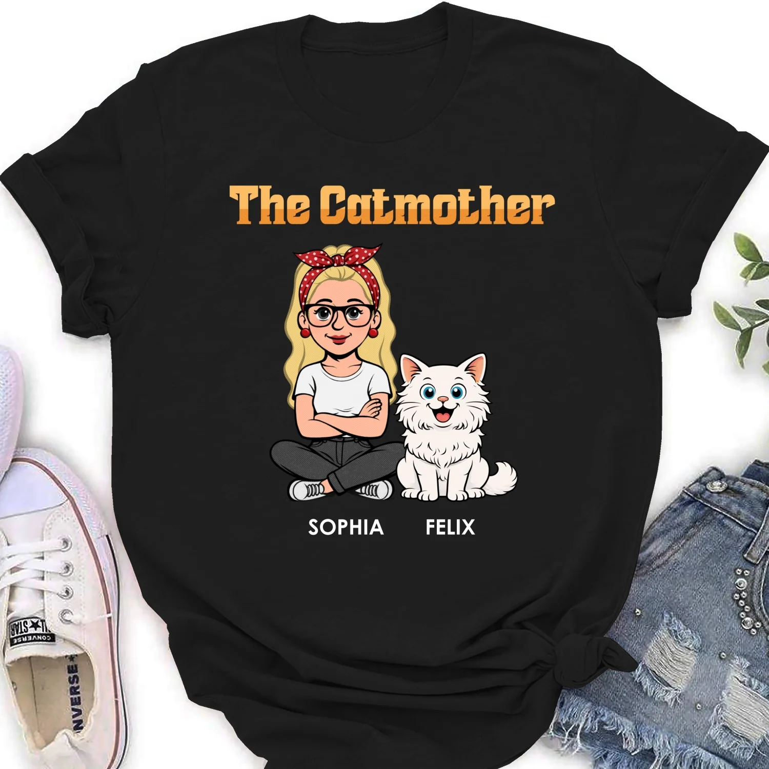 The Catmother Retro - Personalized Custom Women's T-shirt - Image 5