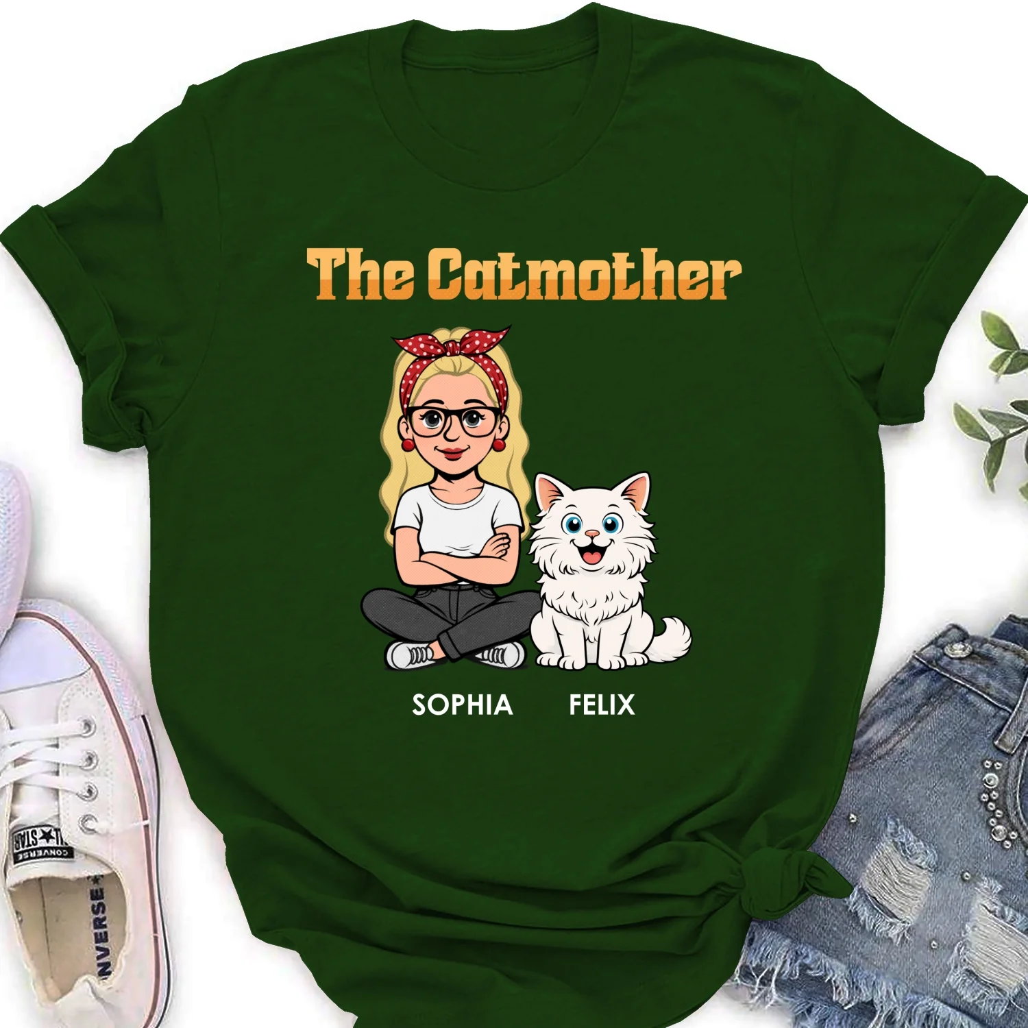 The Catmother Retro - Personalized Custom Women's T-shirt - Image 7