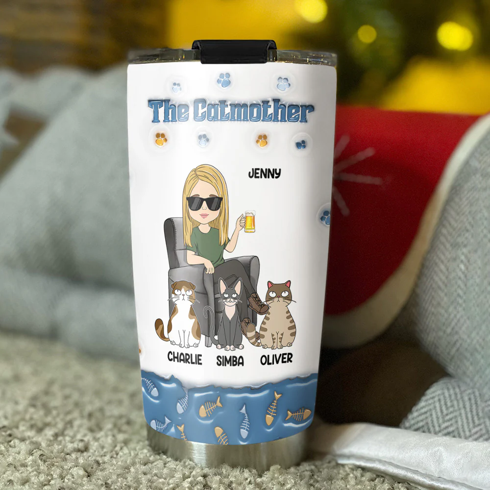The Catmother Version 2 - Personalized Custom 3D Inflated Effect Tumbler - Image 3