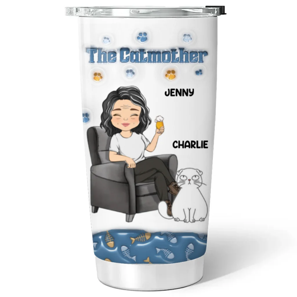 The Catmother Version 2 - Personalized Custom 3D Inflated Effect Tumbler - Image 4
