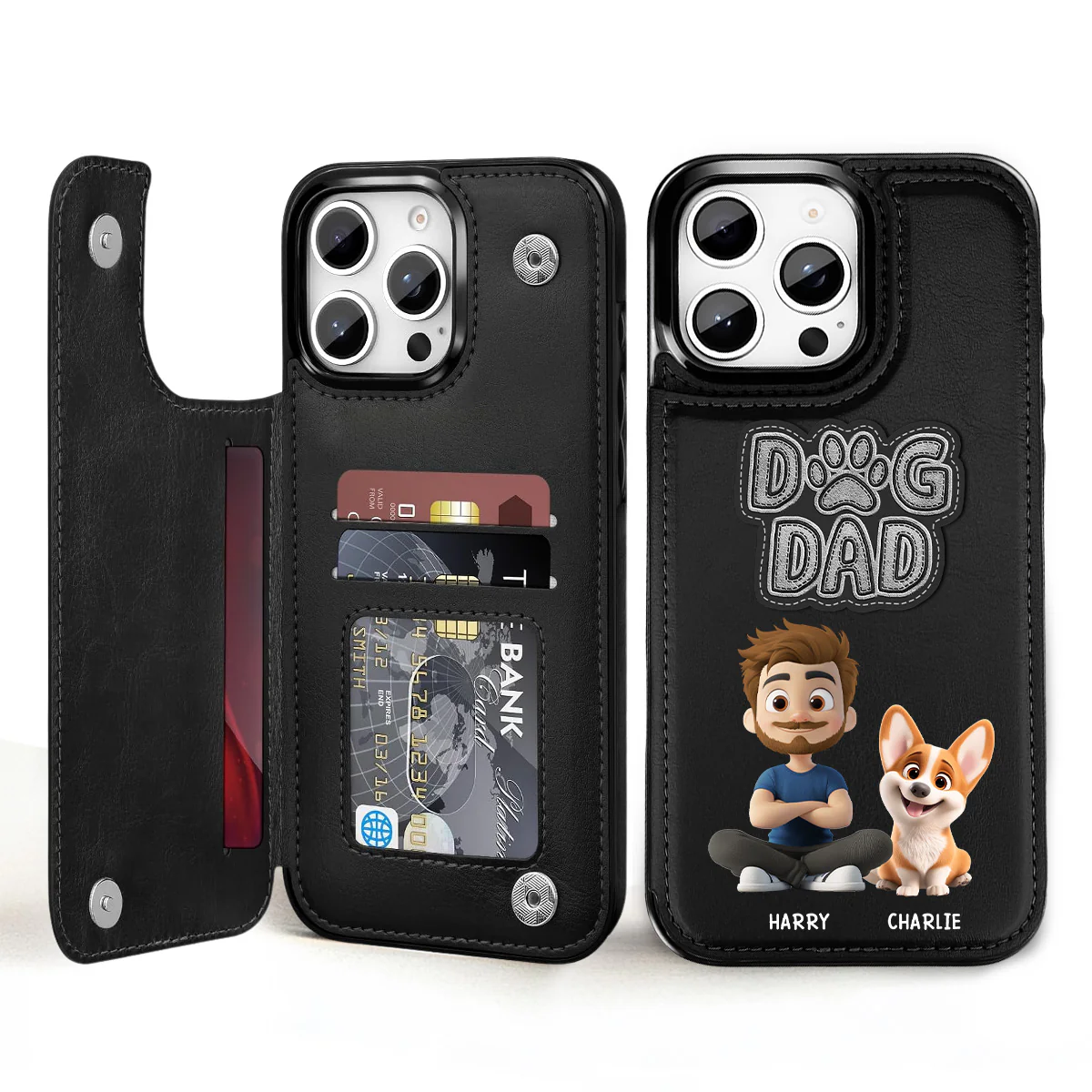 The Dog Dad - Personalized Custom Leather Phone Case