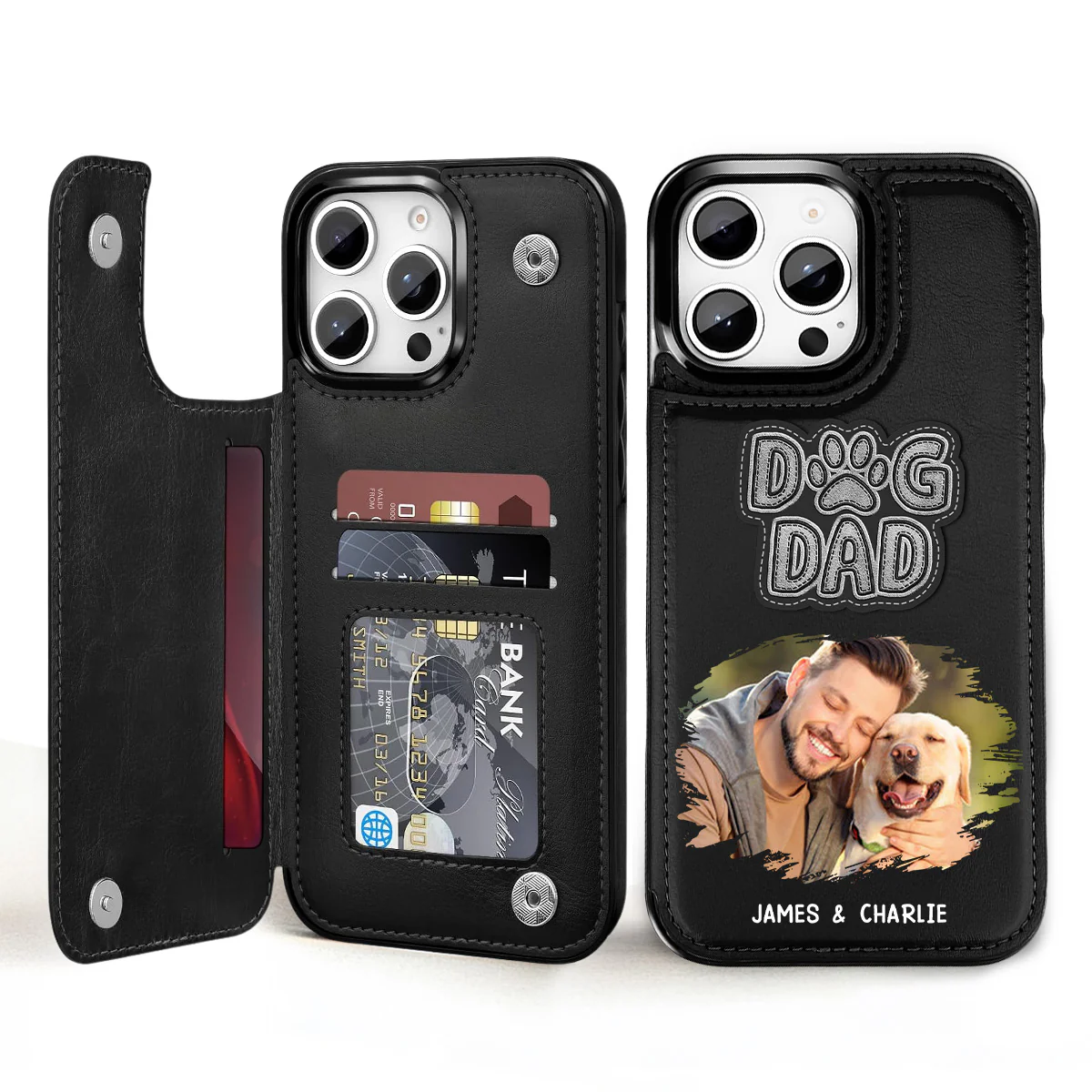 The Dog Dad Photo - Personalized Custom Leather Phone Case