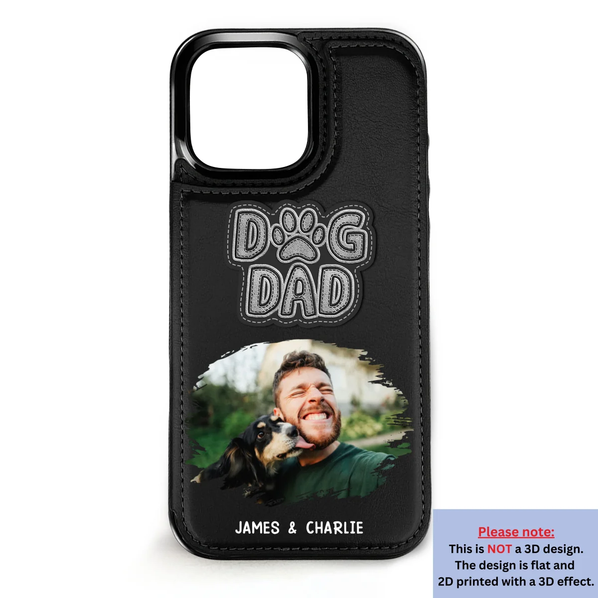 The Dog Dad Photo - Personalized Custom Leather Phone Case - Image 2