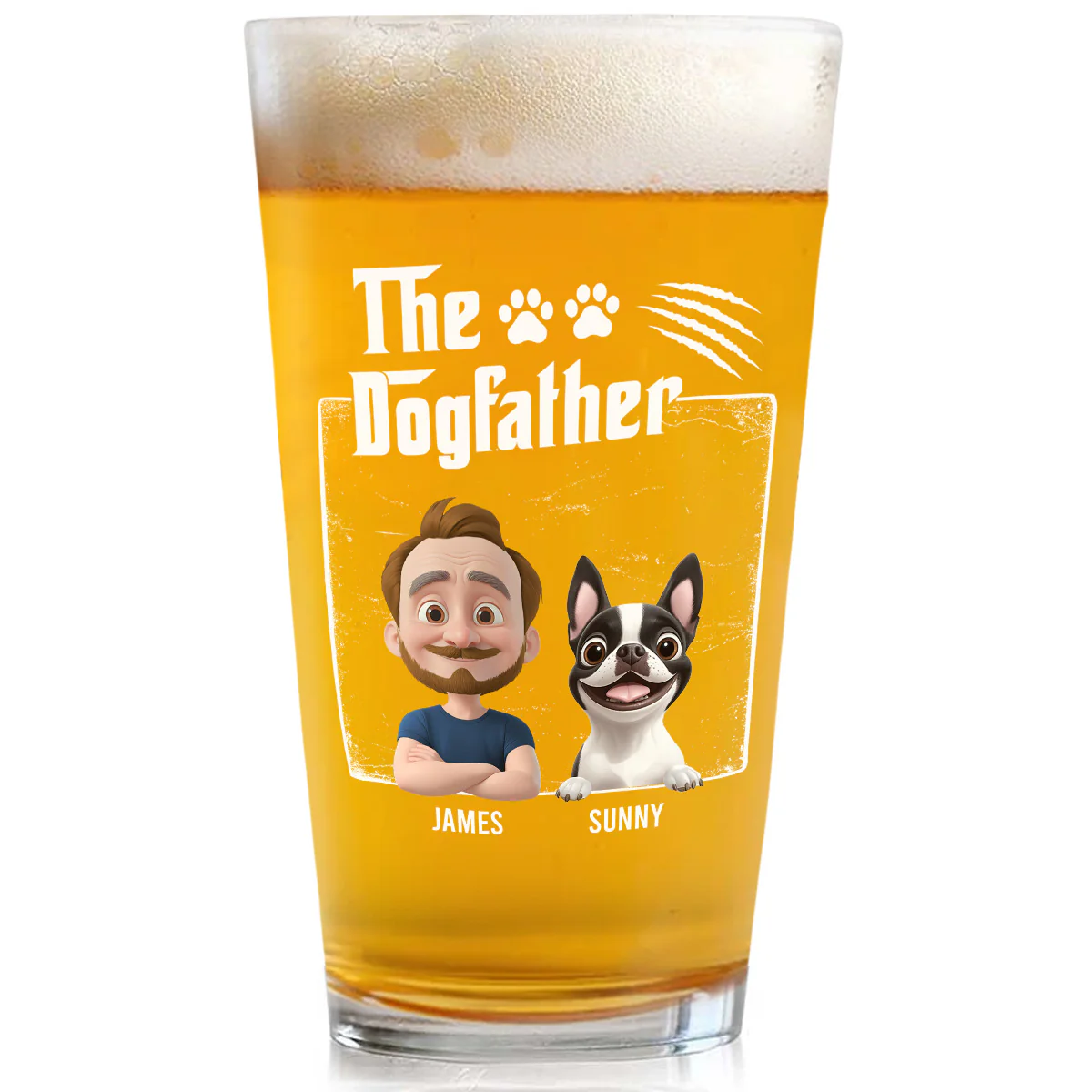 The Dog Father - Personalized Custom Beer Glass
