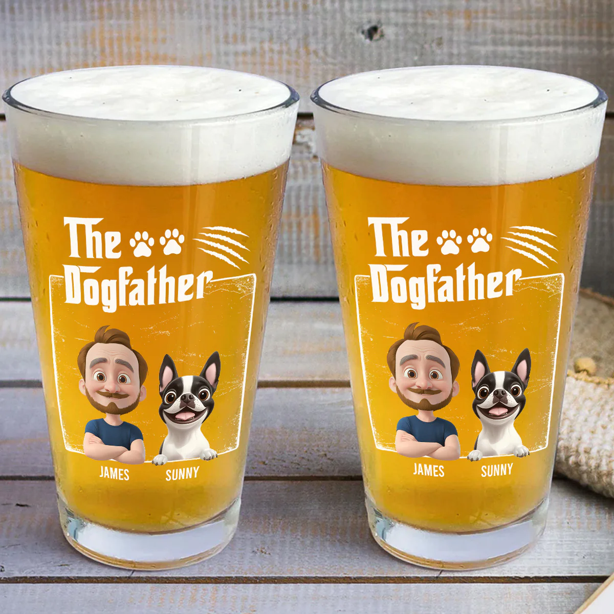 The Dog Father - Personalized Custom Beer Glass - Image 3