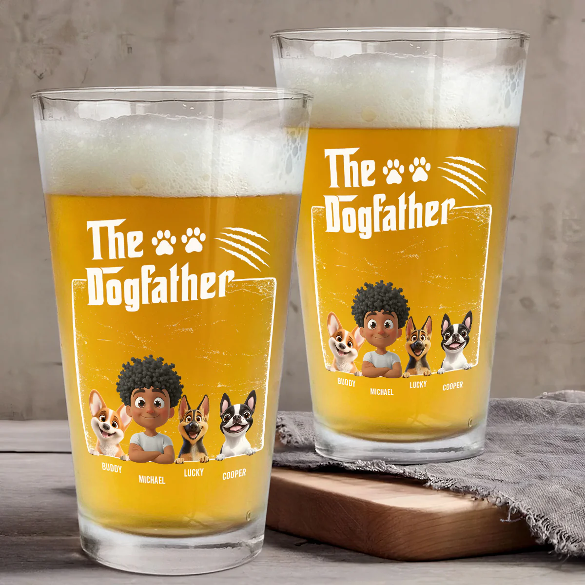 The Dog Father - Personalized Custom Beer Glass - Image 4