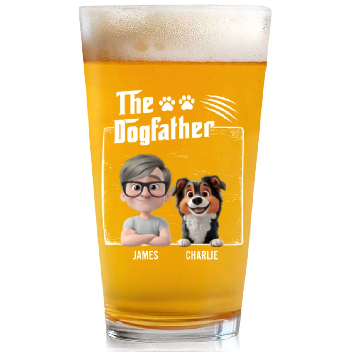 The Dog Father - Personalized Custom Beer Glass - Image 6