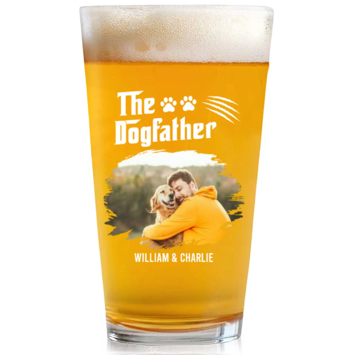 The Dog Father Photo - Personalized Custom Beer Glass - Image 3