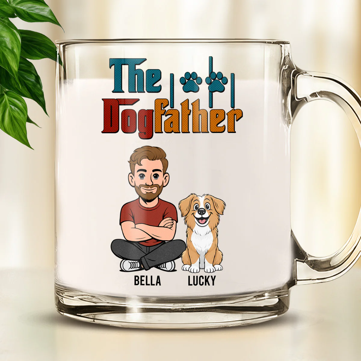 The Dog Father Retro - Personalized Custom Glass Mug