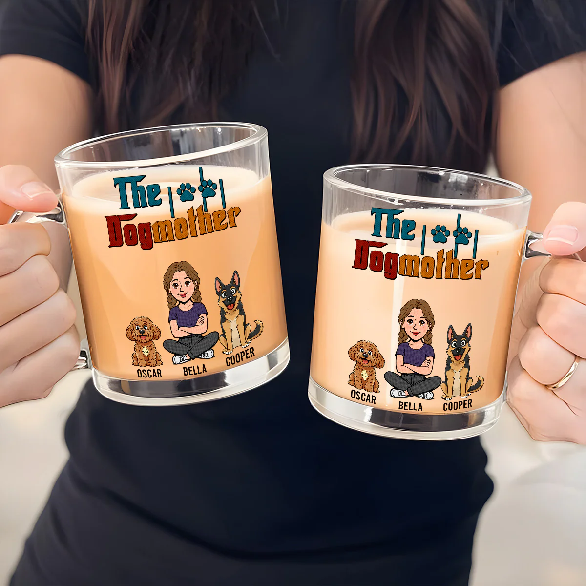 The Dog Father Retro - Personalized Custom Glass Mug - Image 4