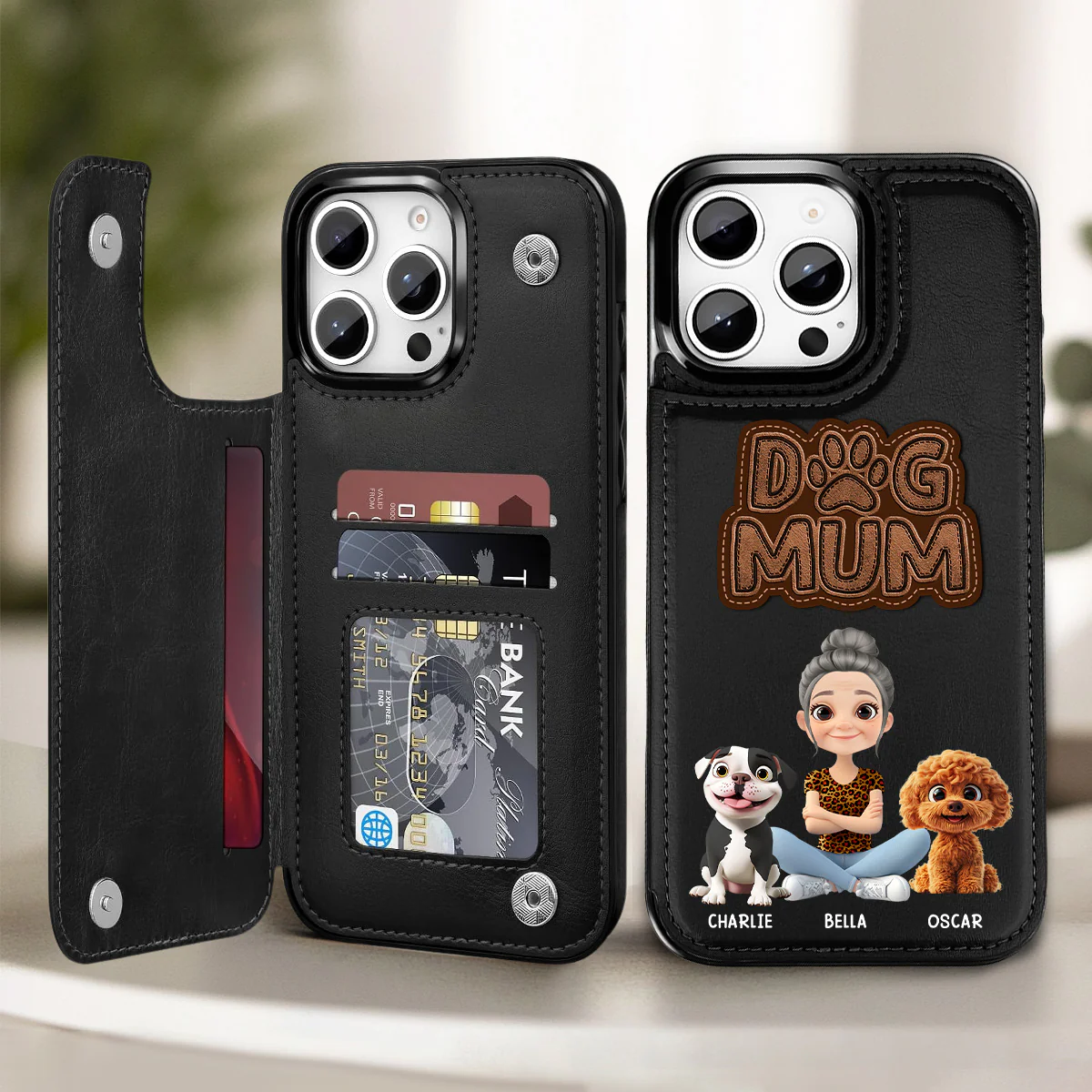 The Dog Mom - Personalized Custom Leather Phone Case - Image 2