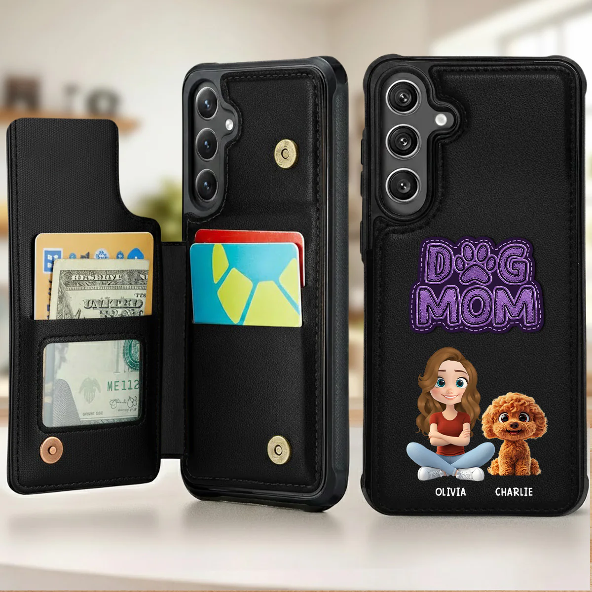 The Dog Mom - Personalized Custom Leather Phone Case - Image 4