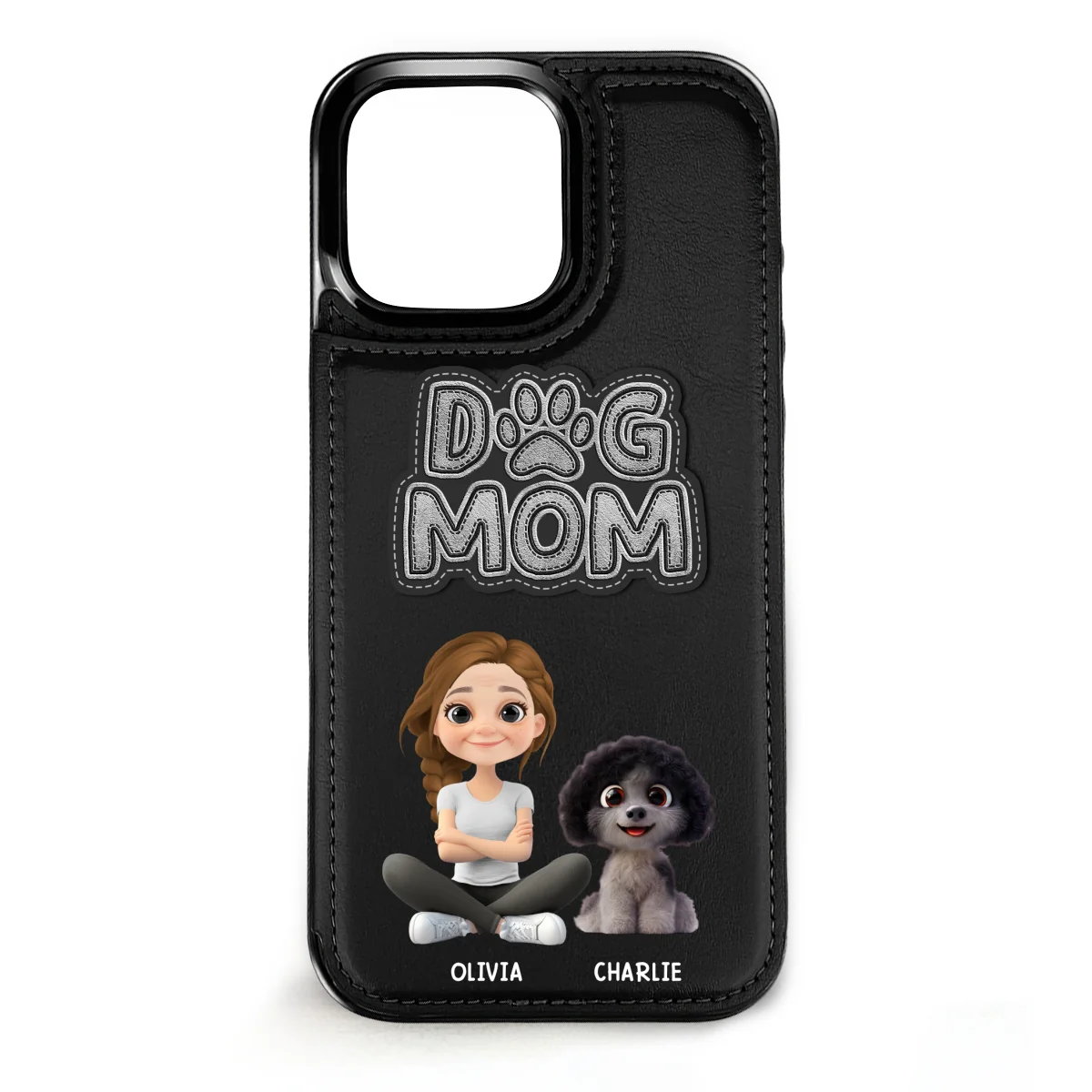 The Dog Mom - Personalized Custom Leather Phone Case - Image 9