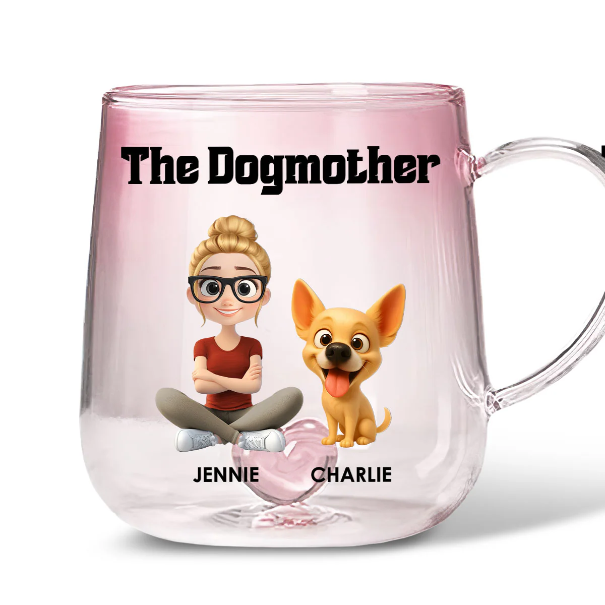 The Dog Mom - Personalized Custom Pink Gradient Glass Mug