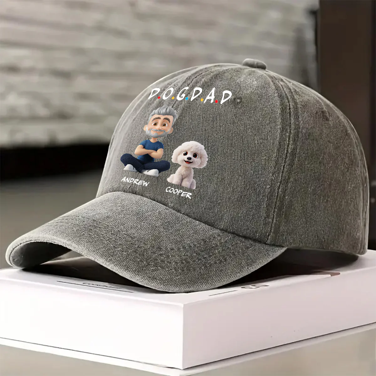 The Dog Parent - Personalized Custom Vintage Washed Denim Cap - Image 2