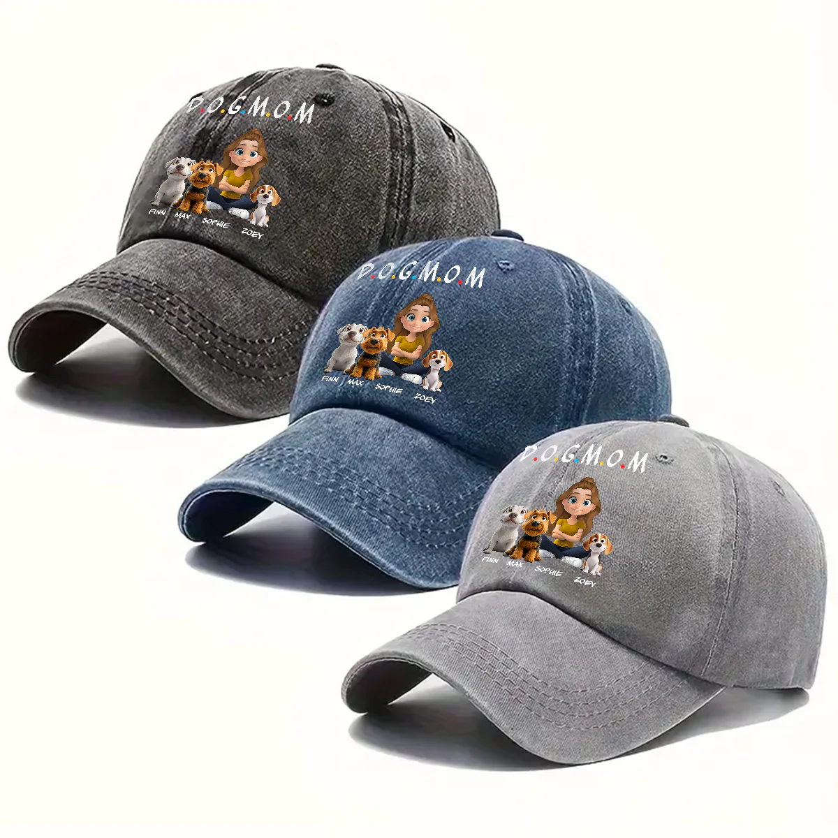 The Dog Parent - Personalized Custom Vintage Washed Denim Cap - Image 4