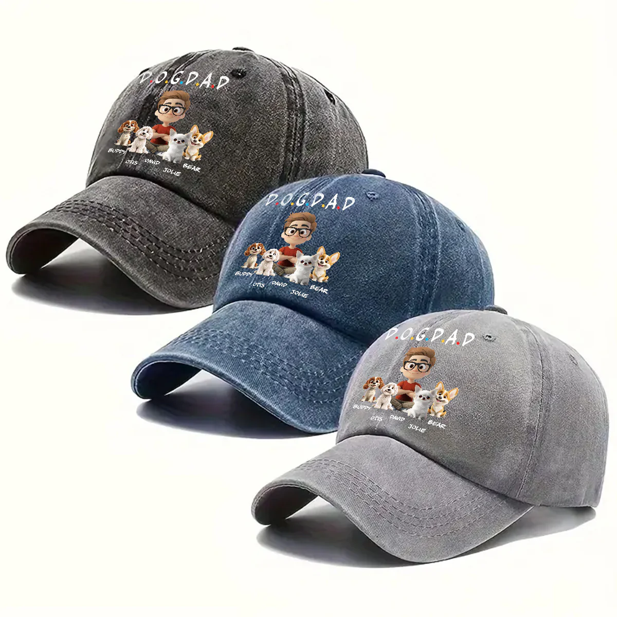 The Dog Parent - Personalized Custom Vintage Washed Denim Cap - Image 5