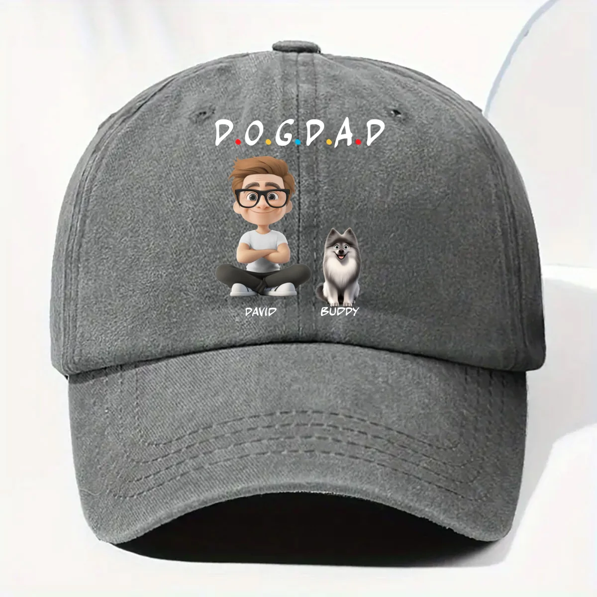 The Dog Parent - Personalized Custom Vintage Washed Denim Cap - Image 8
