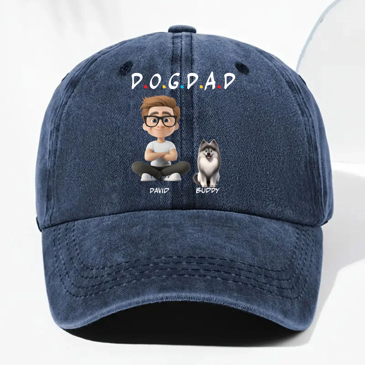 The Dog Parent - Personalized Custom Vintage Washed Denim Cap - Image 9
