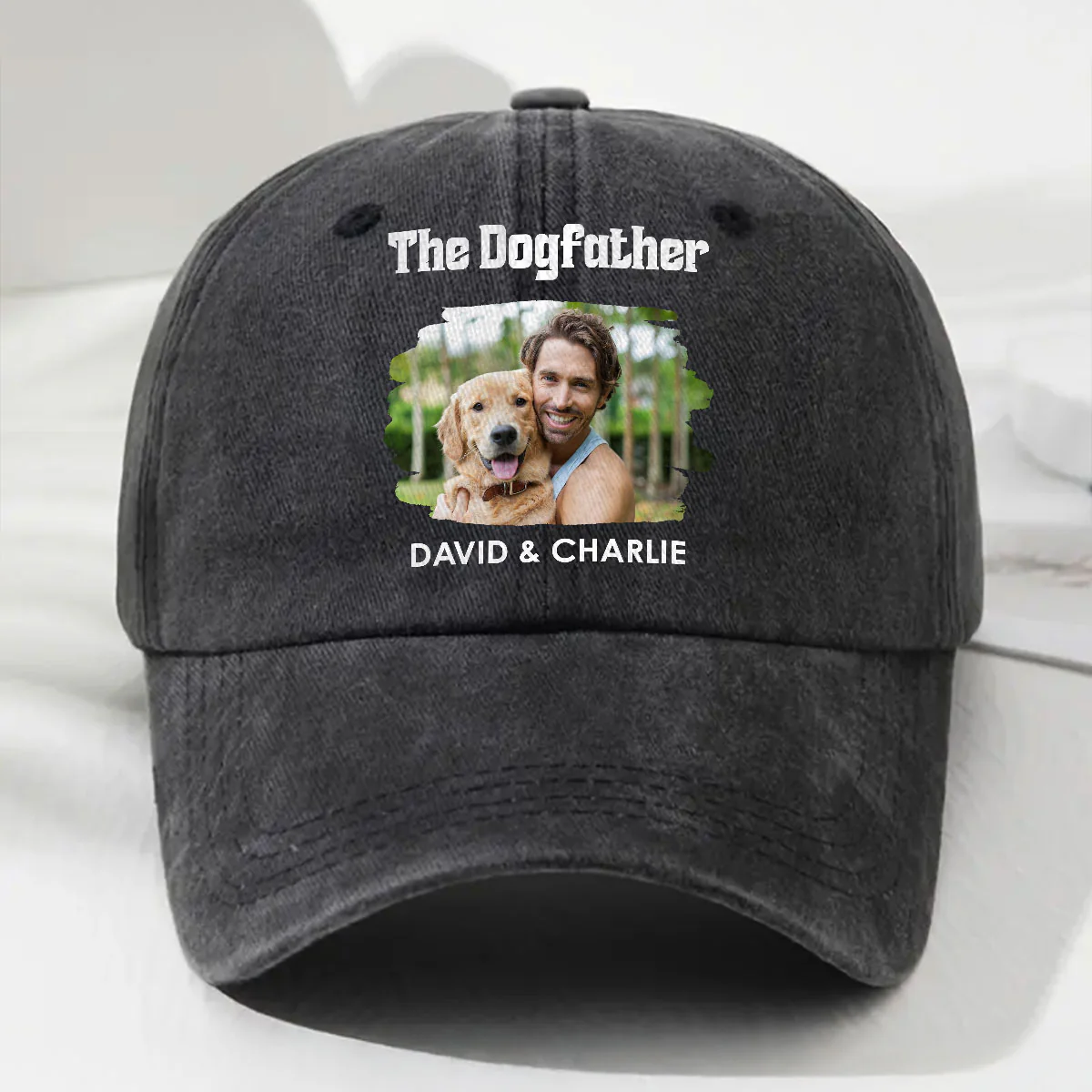 The Dog Parents Photo - Personalized Custom Vintage Washed Denim Cap