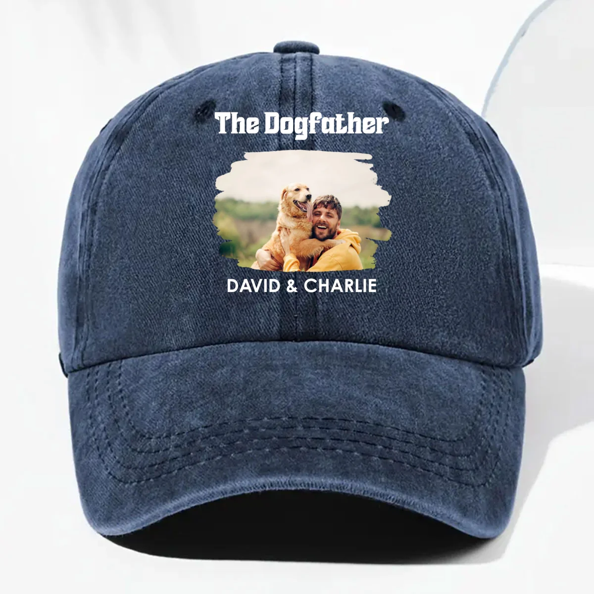 The Dog Parents Photo - Personalized Custom Vintage Washed Denim Cap - Image 6