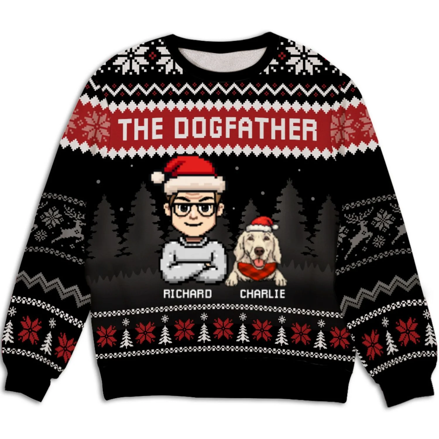 The Dogfather Christmas - Personalized Custom All-Over-Print Sweatshirt - Image 5