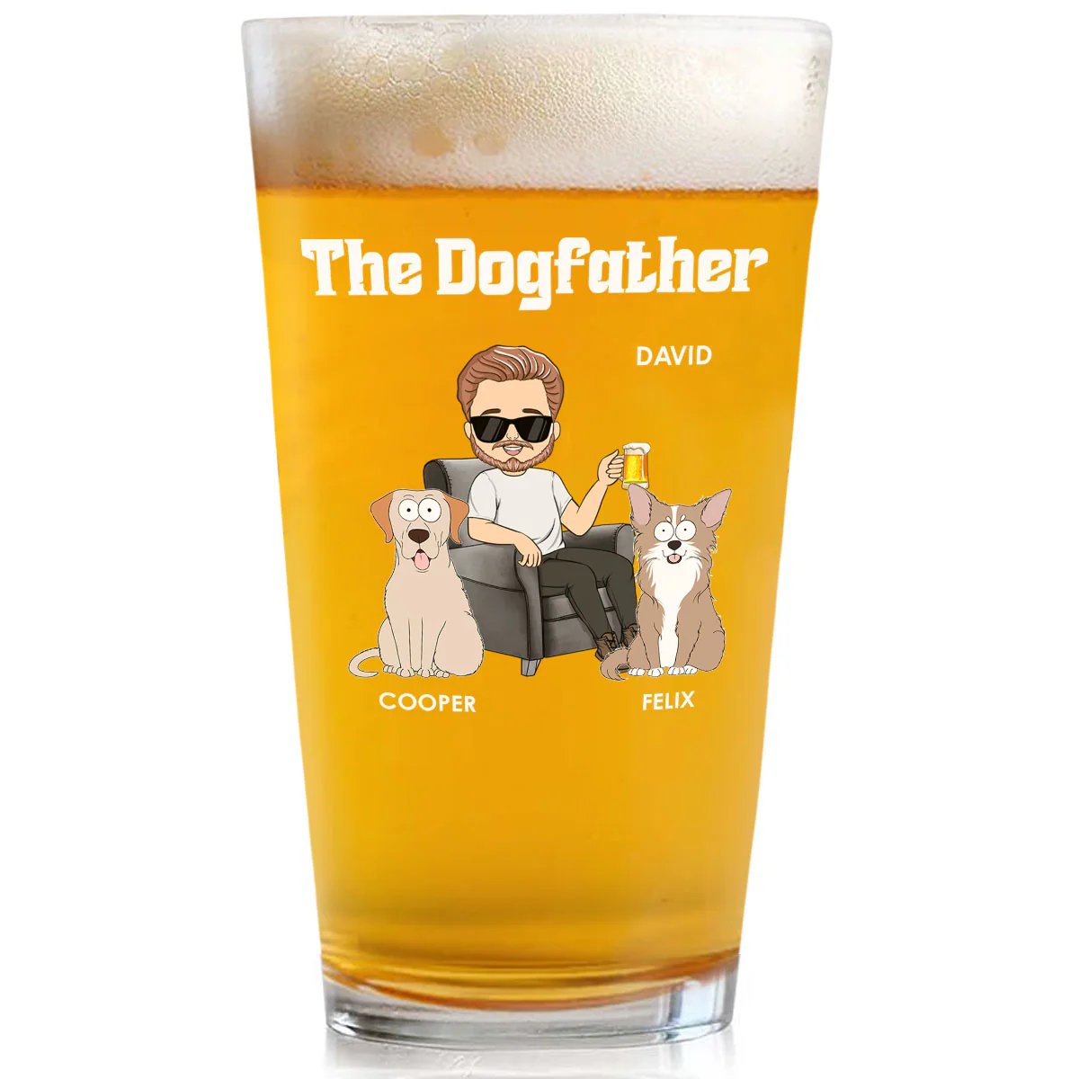 The Dogfather - Personalized Custom Beer Glass