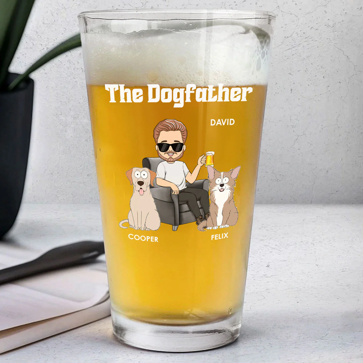 The Dogfather - Personalized Custom Beer Glass - Image 2