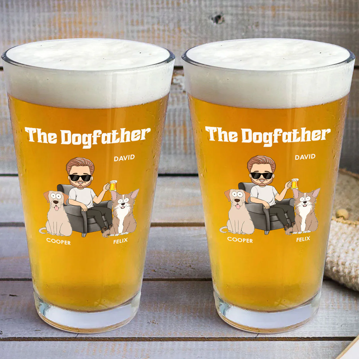 The Dogfather - Personalized Custom Beer Glass - Image 3
