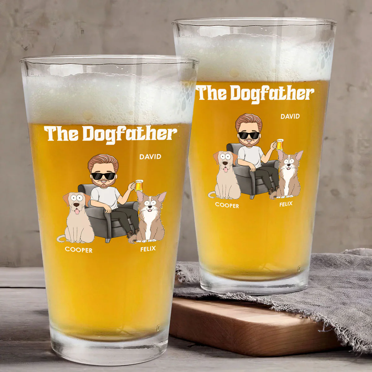 The Dogfather - Personalized Custom Beer Glass - Image 4