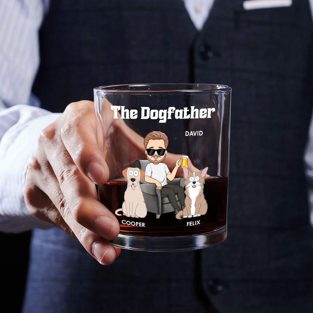 The Dogfather - Personalized Custom Whiskey Glass - Image 4