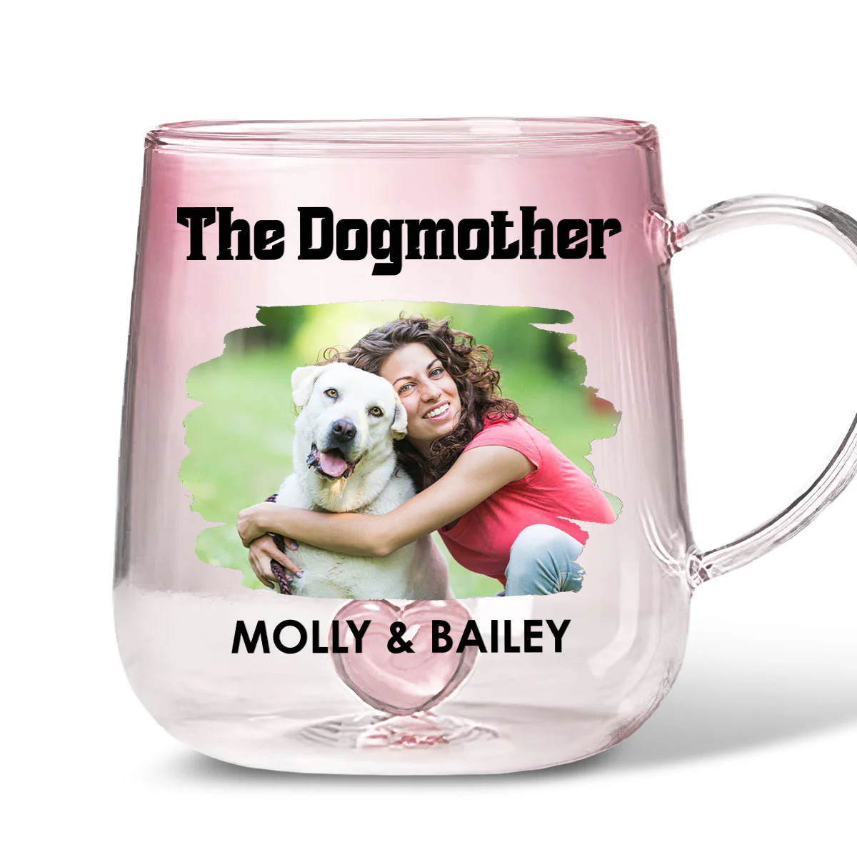 The Dogmother Cartoon Photo - Personalized Custom Pink Gradient Glass Mug