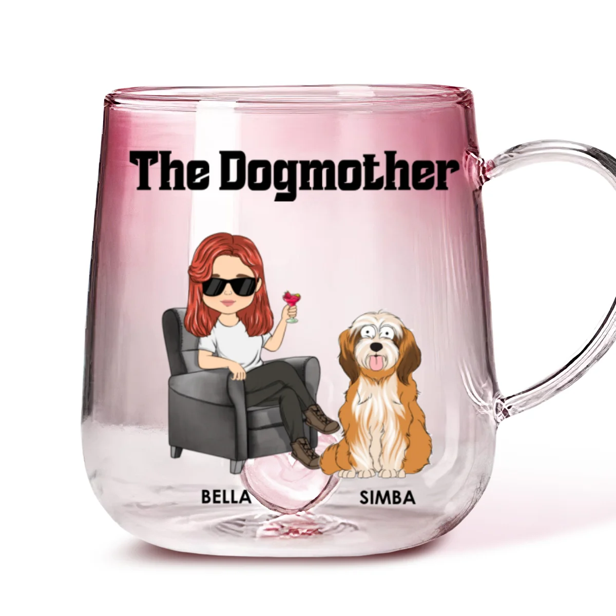 The Dogmother - Personalized Custom Pink Gradient Glass Mug - Image 5
