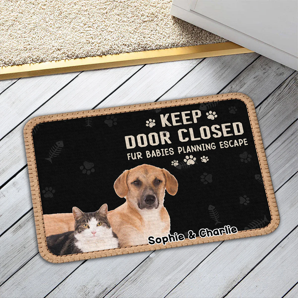 The Door Should Be Closed Ver Pet Photo - Personalized Custom 3D Effect Doormat - Image 2