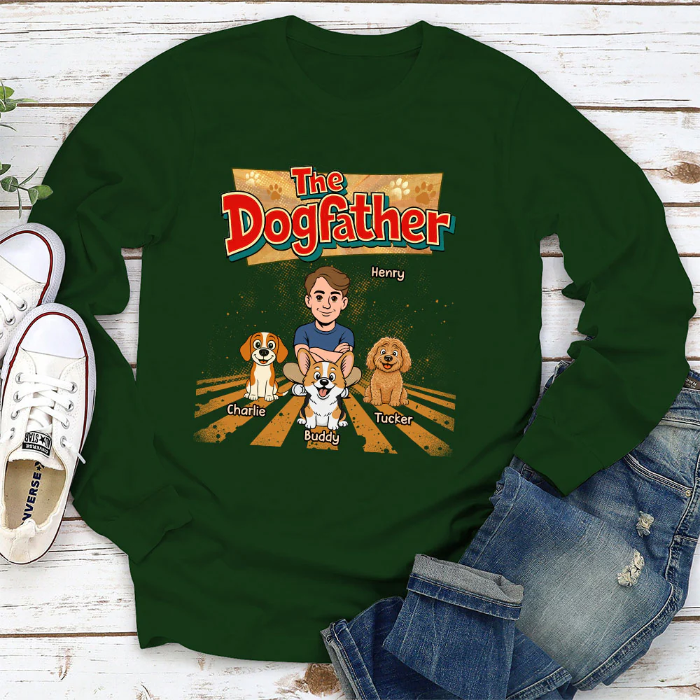 The Father Of Baby Dog - Personalized Custom Long Sleeve T-Shirt - Image 3