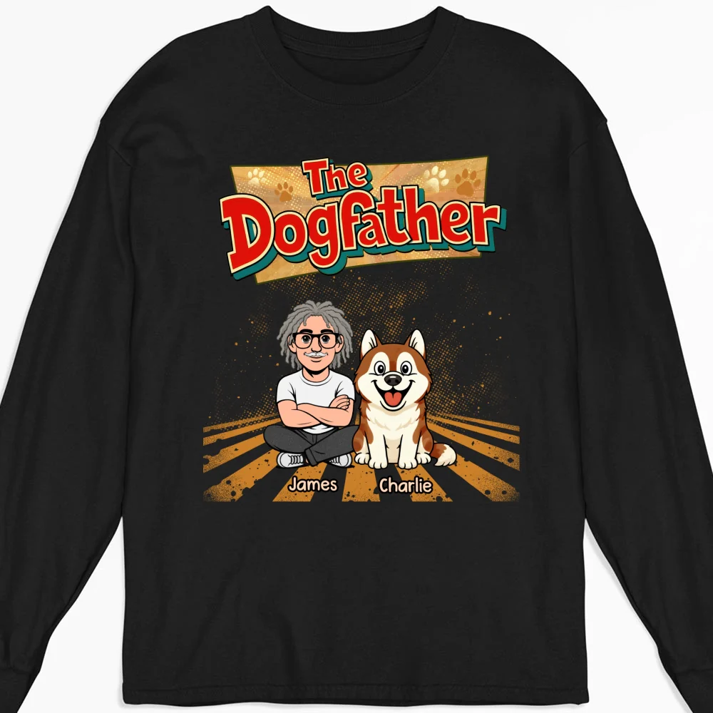 The Father Of Baby Dog - Personalized Custom Long Sleeve T-Shirt - Image 4