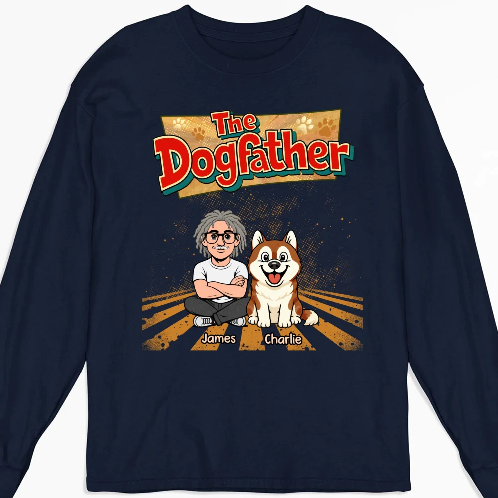 The Father Of Baby Dog - Personalized Custom Long Sleeve T-Shirt - Image 5