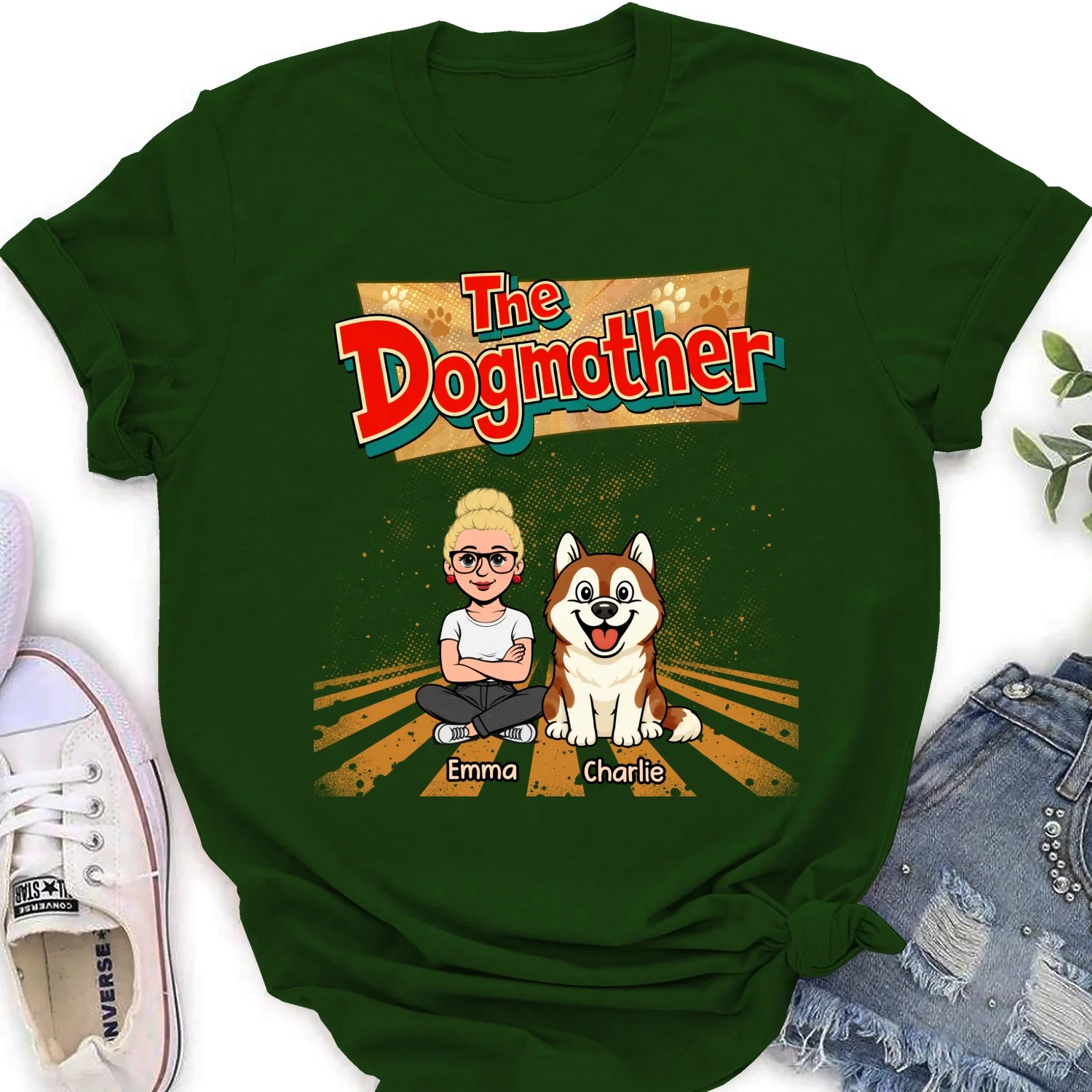 The Father Of Baby Dog - Personalized Custom Women's T-Shirt - Image 8