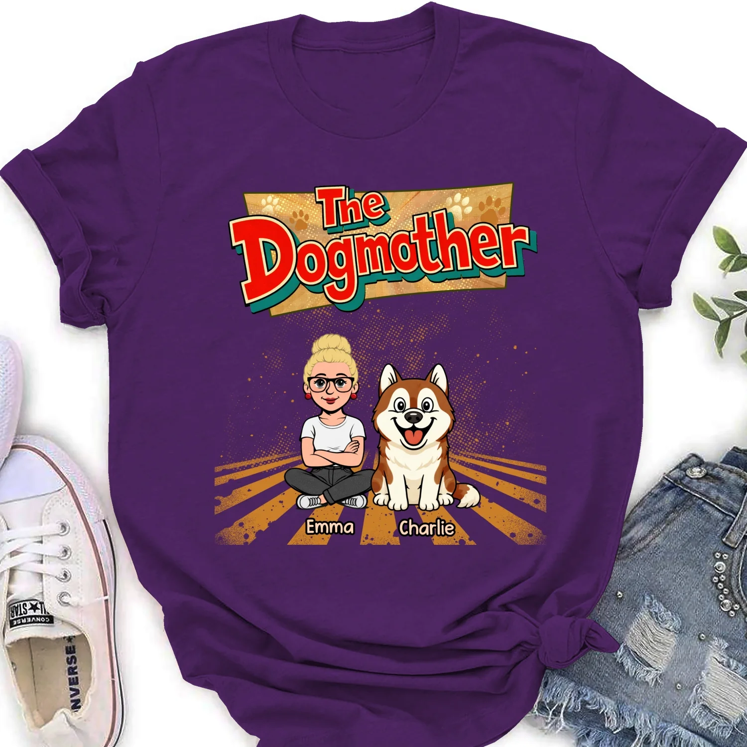The Father Of Baby Dog - Personalized Custom Women's T-Shirt - Image 9