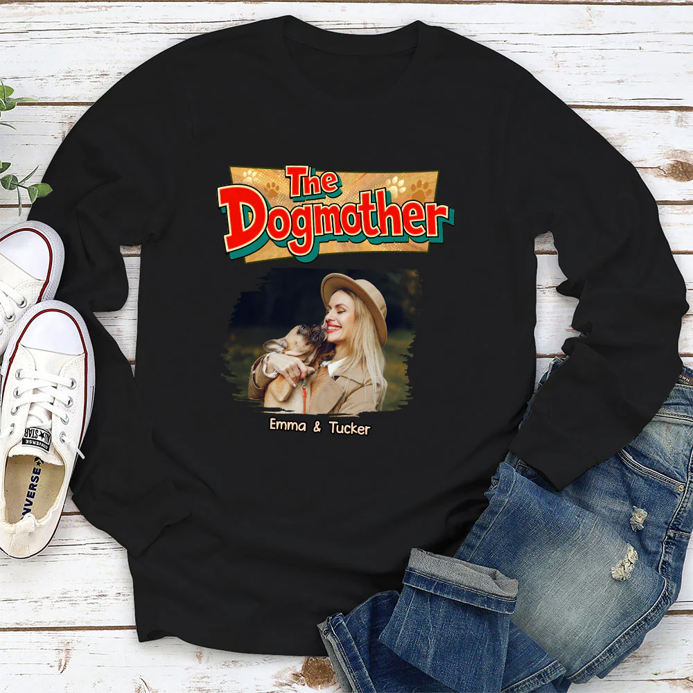 The Father Of Baby Dog Photo - Personalized Custom Long Sleeve T-Shirt - Image 2