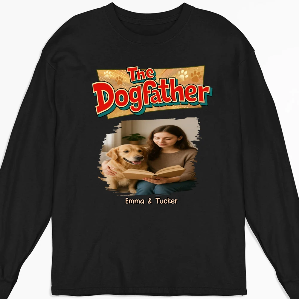 The Father Of Baby Dog Photo - Personalized Custom Long Sleeve T-Shirt - Image 4