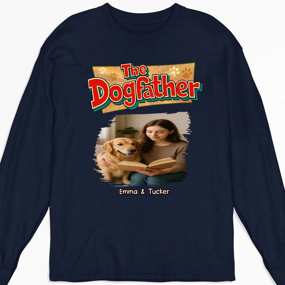 The Father Of Baby Dog Photo - Personalized Custom Long Sleeve T-Shirt - Image 5