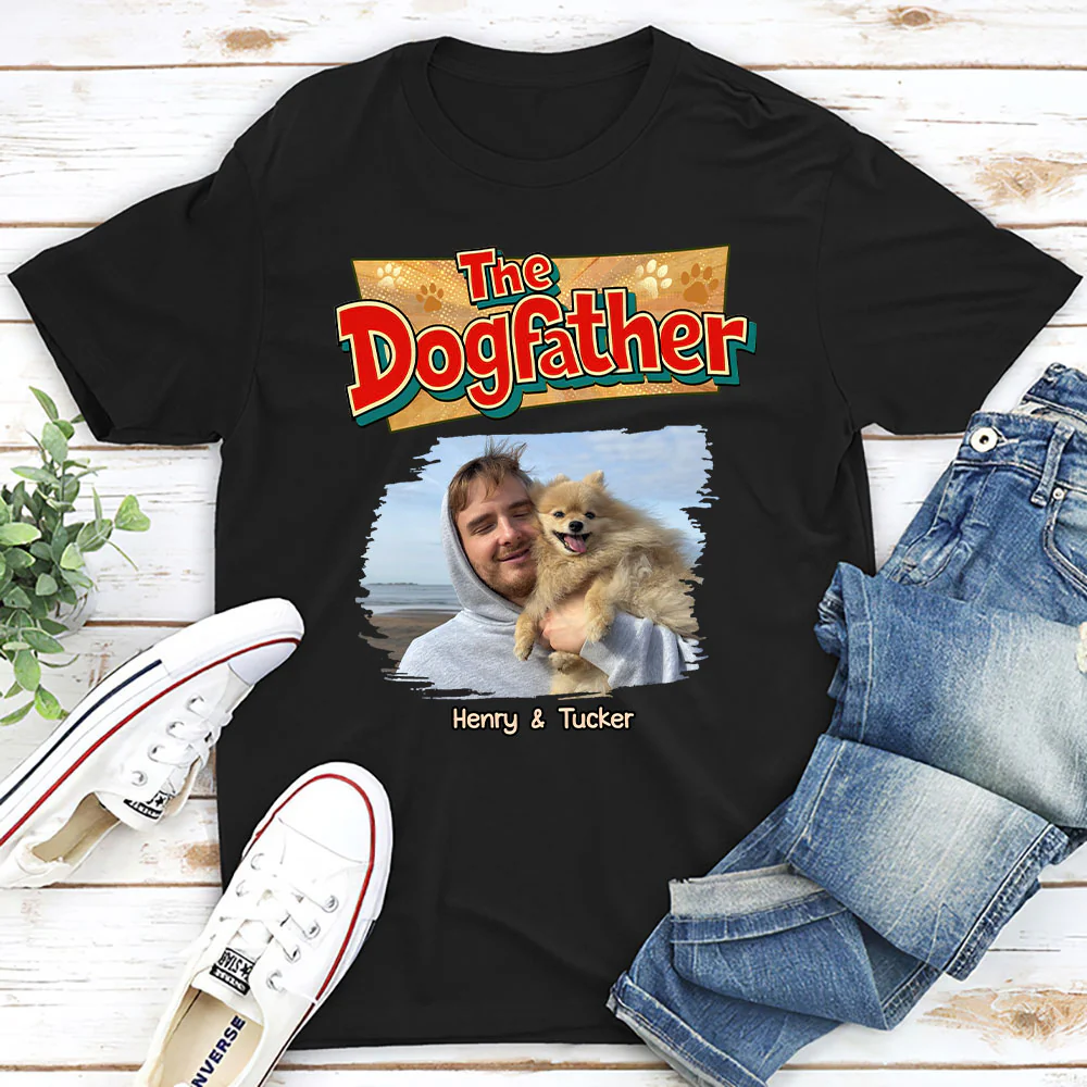 The Father Of Baby Dog Photo - Personalized Custom Unisex T-Shirt - Image 2