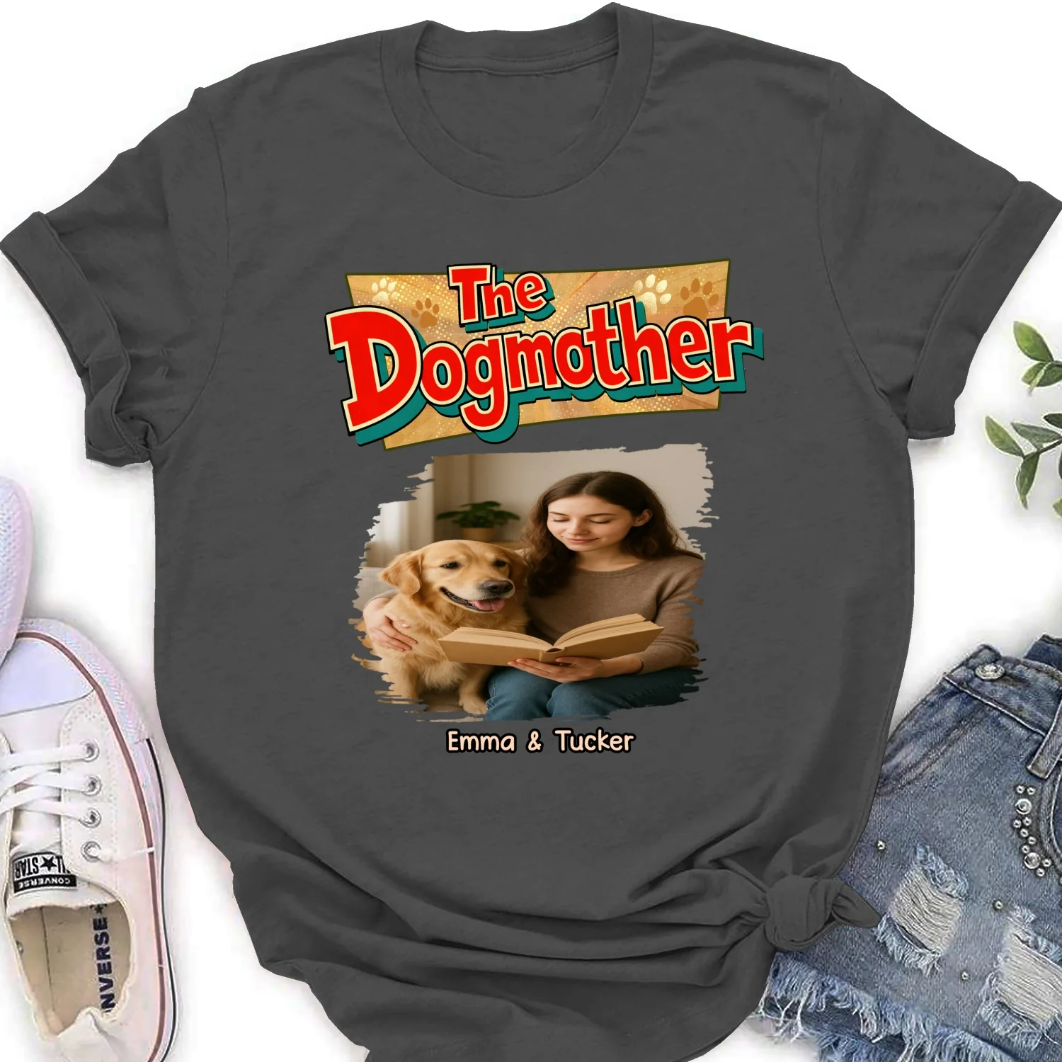 The Father Of Baby Dog Photo - Personalized Custom Women's T-Shirt - Image 7