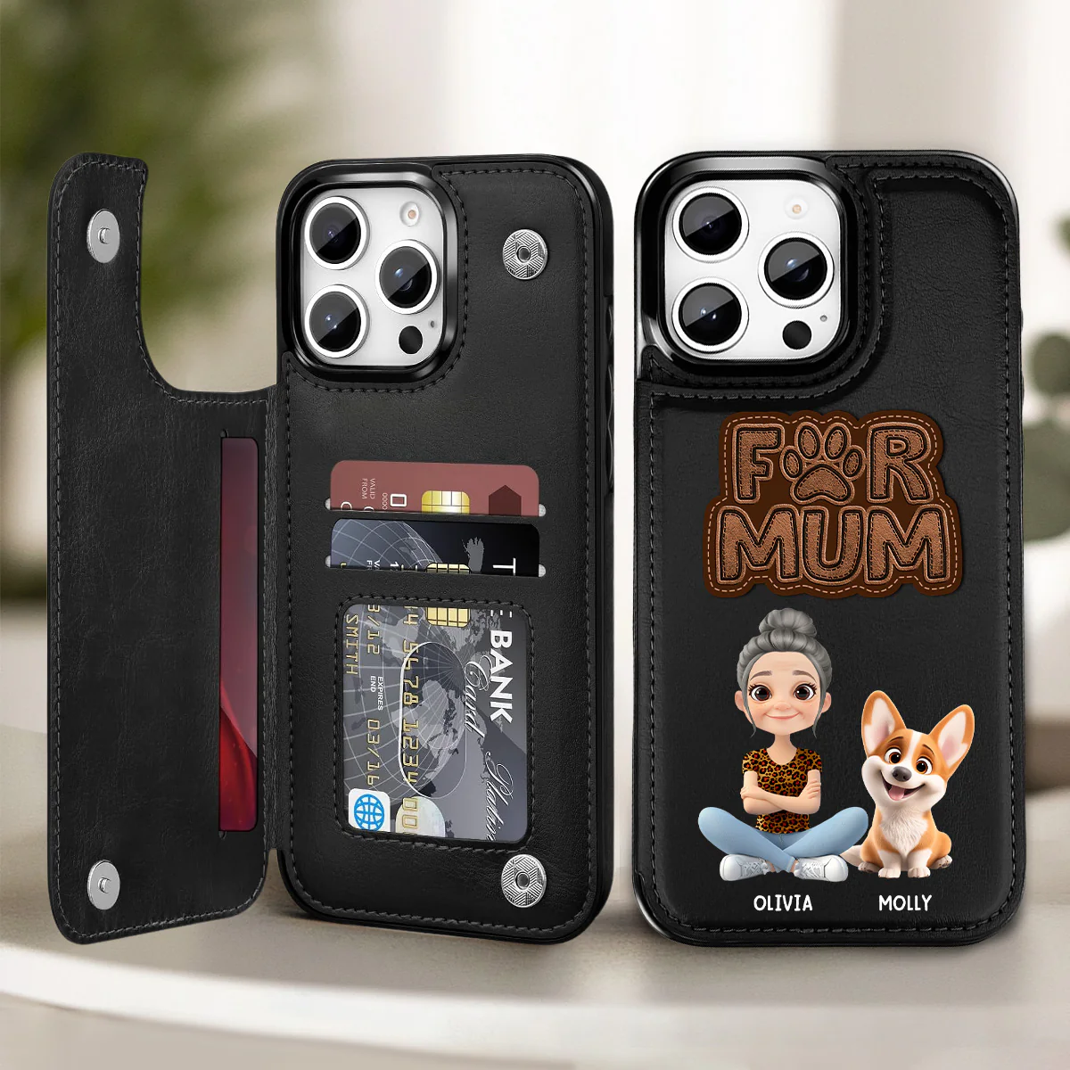 The Fur Mom - Personalized Custom Leather Phone Case - Image 2