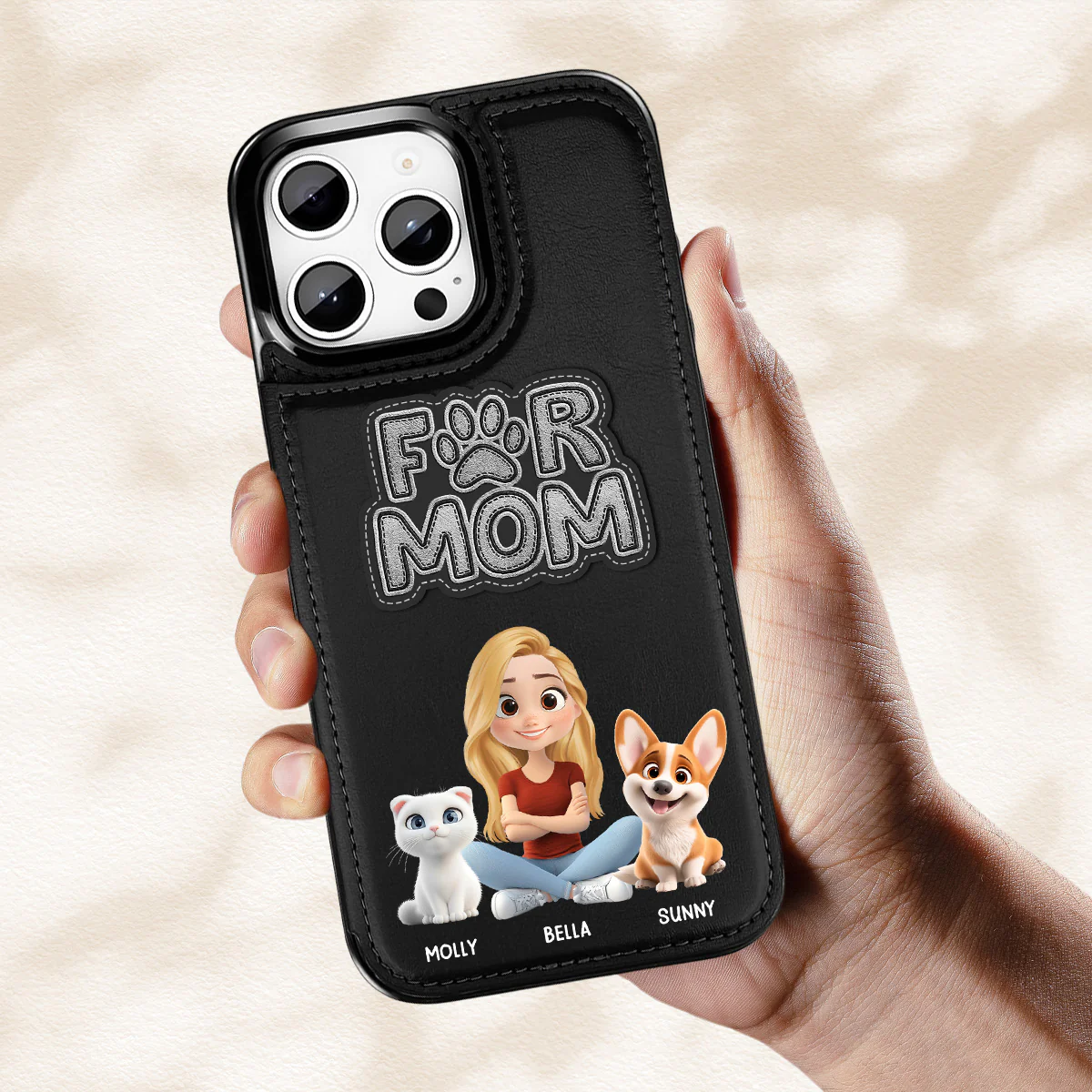 The Fur Mom - Personalized Custom Leather Phone Case - Image 3